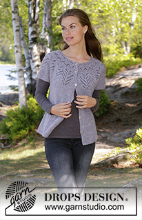 Agnes Cardi / DROPS 197-14 - Knitted vest with round yoke in DROPS Sky. The piece is worked top down with lace pattern. Sizes S - XXXL.