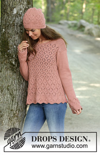Lady Angelika / DROPS 197-24 - Gebreide trui met kantpatroon in DROPS Flora. Maten S - XXXL.
Gebreide muts met kantpatroon in DROPS Flora.
