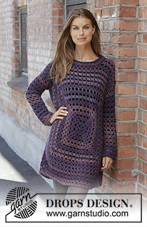 Squared Plum / DROPS 197-31 - DROPS Delight ja DROPS Kid-Silk lõngadest heegeldatud ruudu kujuline tuunika suurustele S kuni XXXL