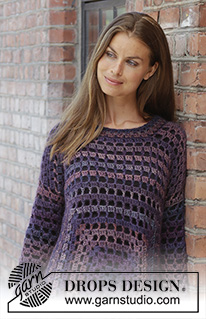 Squared Plum / DROPS 197-31 - DROPS Delight ja DROPS Kid-Silk lõngadest heegeldatud ruudu kujuline tuunika suurustele S kuni XXXL
