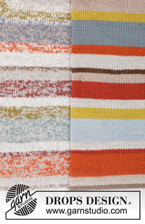 Fading Sunset / DROPS 197-7 - Gestrickter Pullover in 2 Fäden DROPS Alpaca oder 1 Faden Nepal. Die Arbeit wird gestrickt von oben nach unten mit Raglan und Streifen. Größe S - XXXL.
Gestrickte Mütze in 2 Fäden DROPS Alpaca. Die Arbeit wird gestrickt mit Aufschlag, Streifen und Pompon.
Gestrickter Schal in 2 Fäden DROPS Alpaca. Die Arbeit wird gestrickt mit Krausrippen und Streifen.