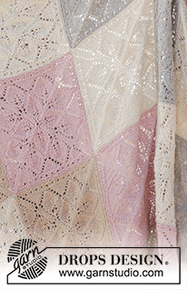 Ice Cream Squares / DROPS 198-1 - Strikket pledd i DROPS Puna med bladmønster.