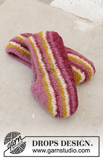 Calentito / DROPS 198-16 - Tovede tøfler i DROPS Snow. Strikket frem og tilbake med striper. Størrelse 35-44.