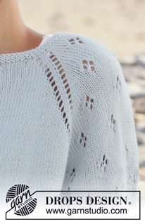 Rivage / DROPS 199-22 - Knitted jumper with raglan in DROPS Alpaca. Piece is knitted top down with lace pattern on sleeves. Size: S - XXXL