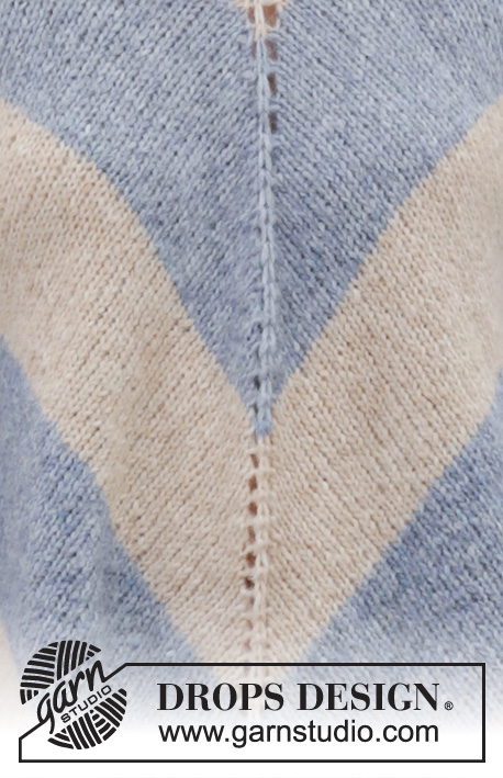 Blue Pagoda / DROPS 199-25 - Strikket ponchogenser i DROPS Air. Arbeidet strikkes ovenfra og ned med raglan og striper. Størrelse S - XXXL.