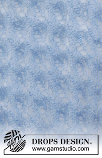Light Summer Poncho / DROPS 199-36 - Gestrickter Poncho in DROPS Kid-Silk. Die Arbeit wird mit Lochmuster gestrickt. Größe S – XXXL.