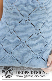 Sunny Island / DROPS 199-51 - Knitted top in DROPS Paris. Piece is knitted in garter stitch and lace pattern. Size: S - XXXL