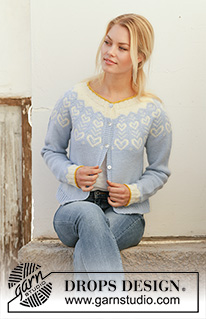 Dear to my Heart / DROPS 199-6 - Gestrickte Jacke in DROPS Merino Extra Fine. Die Arbeit wird von oben nach unten mit Rundpasse und nordischem Muster gestrickt. Größe S - XXXL.