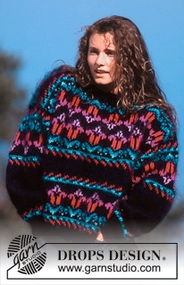 DROPS 20-16 - DROPS jumper with pattern borders in  “Vienna”. Size S – L.