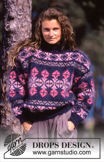 DROPS 20-20 - DROPS jumper with pattern borders in “Vienna”. Ladies and Men’s size S – L.