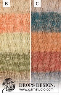 Bring Spring / DROPS 200-10 - Ylhäältä alas neulottu pusero 2-kertaisesta DROPS Kid-Silk -langasta. Työssä on raglanlinjat, pussihihat ja raidoitus. Koot S-XXXL.