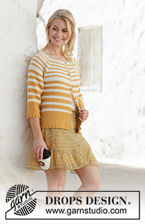Let the Sun In / DROPS 200-15 - Knitted jacket with raglan and stripes in 2 strands DROPS Alpaca. Worked top down. Size: S - XXXL