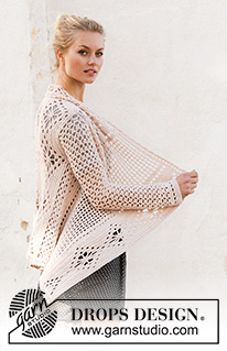 Blossoming Beauty / DROPS 200-16 - Crocheted square jacket in DROPS Cotton Merino. The piece is worked with lace pattern. Sizes S - XXXL.