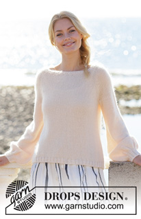 Soft Moonlight / DROPS 200-18 - Strikket genser med raglan og ballongermer. Arbeidet strikkes ovenfra og ned i DROPS BabyAlpaca Silk og DROPS Kid-Silk. Størrelse S - XXXL.