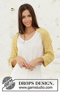 Alas de Libelula / DROPS 200-25 - Knitted bolero in DROPS Belle. The piece is worked from the sleeve to mid-back in lace pattern. Sizes S - XXXL.