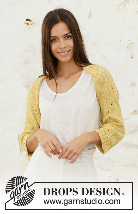 Alas de Libelula / DROPS 200-25 - Knitted bolero in DROPS Belle. The piece is worked from the sleeve to mid-back in lace pattern. Sizes S - XXXL.