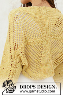 Alas de Libelula / DROPS 200-25 - Knitted bolero in DROPS Belle. The piece is worked from the sleeve to mid-back in lace pattern. Sizes S - XXXL.