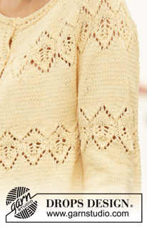 Spring Symmetry Jacket / DROPS 200-27 - Knitted jacket in DROPS Muskat. The piece is worked top down with round yoke, lace pattern and ¾-length sleeves. Sizes S - XXXL.