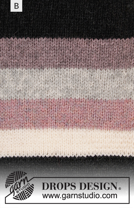 Bee Stripes / DROPS 200-3 - Gestrickter Pullover mit Streifen in DROPS Sky. Die Arbeit wird von oben nach unten mit Raglan gestrickt. Größe S - XXXL.