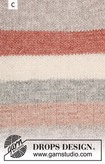 Bee Stripes / DROPS 200-3 - Gestrickter Pullover mit Streifen in DROPS Sky. Die Arbeit wird von oben nach unten mit Raglan gestrickt. Größe S - XXXL.