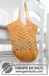 Pineapple Tote / DROPS 200-35 - DROPS Safran lõngast heegeldatud pitsmustriga kott