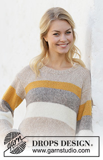 Bittersweet / DROPS 200-7 - Knitted sweater with stripes and wide sleeves. The piece is worked in DROPS Air. Sizes S - XXXL.