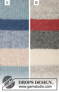 Bittersweet / DROPS 200-7 - Knitted sweater with stripes and wide sleeves. The piece is worked in DROPS Air. Sizes S - XXXL.