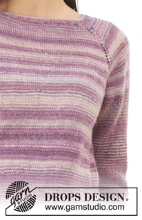 Summer Berries / DROPS 201-13 - Strikket genser i DROPS Delight. Arbeidet er strikket ovenfra og ned med raglan, ¾ ermer og A-fasong. Størrelse S – XXXL