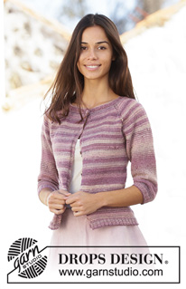 Summer Berries Jacket / DROPS 201-14 - Strikket jakke i DROPS Delight. Arbejdet er strikket oppefra og ned med raglan, ¾ ærmer og A-facon. Størrelse S – XXXL