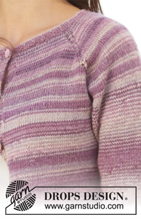 Summer Berries Jacket / DROPS 201-14 - Strikket jakke i DROPS Delight. Arbejdet er strikket oppefra og ned med raglan, ¾ ærmer og A-facon. Størrelse S – XXXL