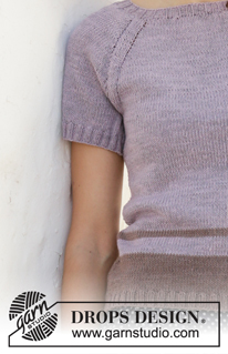 Lonely Horizon / DROPS 201-15 - Strikket topp i DROPS BabyMerino. Arbeidet strikkes ovenfra og ned med raglan og striper. Størrelse S - XXXL.