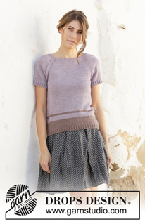 Lonely Horizon / DROPS 201-15 - Strikket topp i DROPS BabyMerino. Arbeidet strikkes ovenfra og ned med raglan og striper. Størrelse S - XXXL.