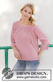 Sweet Heather / DROPS 201-18 - Knitted jumper with raglan in DROPS Merino Extra Fine. The piece is worked top down with lace pattern. Sizes S - XXXL.