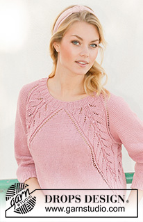 Sweet Heather / DROPS 201-18 - Knitted jumper with raglan in DROPS Merino Extra Fine. The piece is worked top down with lace pattern. Sizes S - XXXL.