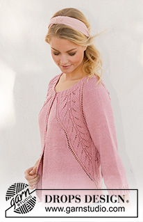 Sweet Heather Jacket / DROPS 201-19 - Gestrickte Jacke mit Raglan in DROPS Muskat. Die Arbeit wird von oben nach unten mit Lochmuster gestrickt. Größe S - XXXL.