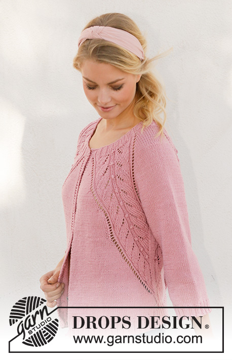 Sweet Heather Jacket / DROPS 201-19 - Gestrickte Jacke mit Raglan in DROPS Muskat. Die Arbeit wird von oben nach unten mit Lochmuster gestrickt. Größe S - XXXL.