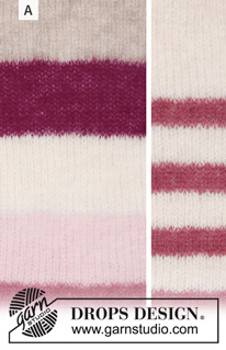 Mardi Gras / DROPS 201-22 - Strikket bluse med ballonærmer og striber i DROPS Brushed Alpaca Silk. Størrelse: S-XXXL