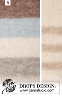 Mardi Gras / DROPS 201-22 - Strikket bluse med ballonærmer og striber i DROPS Brushed Alpaca Silk. Størrelse: S-XXXL