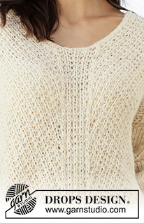Freedom Found / DROPS 201-23 - Strikket genser i DROPS Alpaca og DROPS Brushed Alpaca Silk. Arbeidet strikkes med struktur i vinkel, med V-hals, ovenfra og ned. Størrelse S - XXXL.