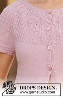 Soda Fountain Cardi / DROPS 201-39 - Strikket jakke i DROPS BabyMerino. Arbejdet strikkes oppefra og ned med rundt bærestykke, patentmasker på bærestykket og korte ærmer. Størrelse S - XXXL.