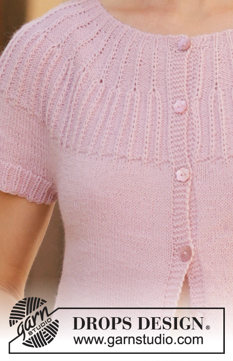 Soda Fountain Cardi / DROPS 201-39 - Strikket jakke i DROPS BabyMerino. Arbejdet strikkes oppefra og ned med rundt bærestykke, patentmasker på bærestykket og korte ærmer. Størrelse S - XXXL.