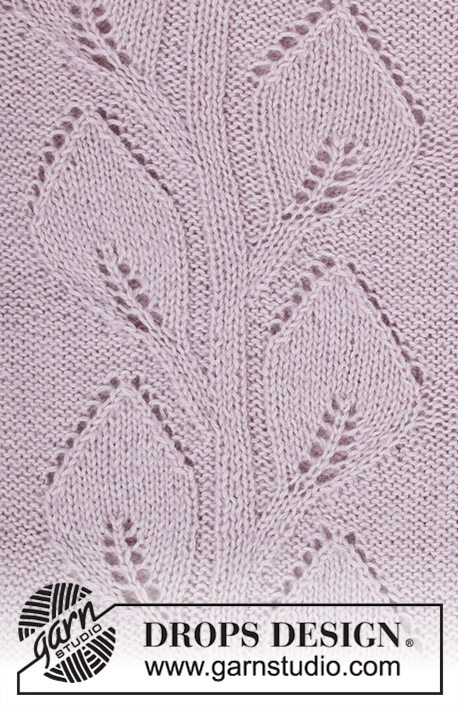 Sweet Topaz / DROPS 201-6 - Strikket bluse med bladmønster i DROPS Alpaca og DROPS Kid-Silk. Størrelse S - XXXL.