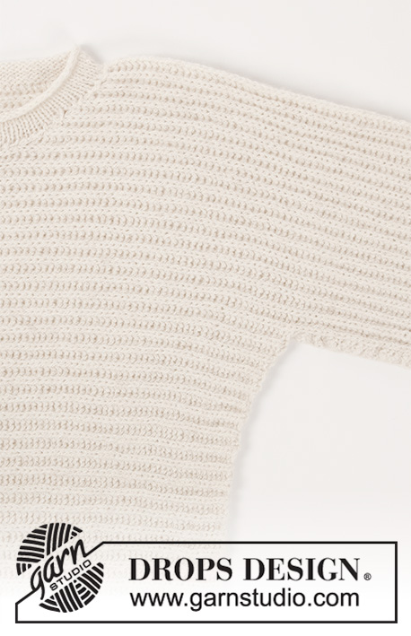 Daily Wonder / DROPS 201-7 - Jumper knitted sideways in DROPS Sky. The piece is worked in English rib. Sizes S - XXXL.