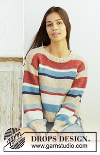 Bretagne / DROPS 202-15 - Strikket bluse med striber i DROPS Air. Størrelse S - XXXL.