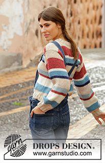 Bretagne / DROPS 202-15 - Strikket bluse med striber i DROPS Air. Størrelse S - XXXL.