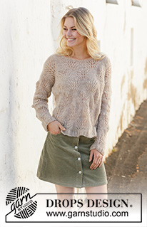 Footprints in the Sand / DROPS 202-3 - Strikket bluse med bølgemønster i DROPS Brushed Alpaca Silk. Størrelse S - XXXL.