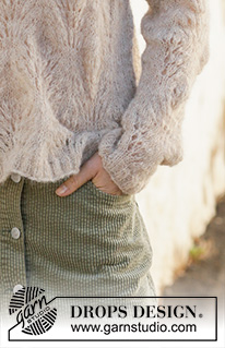 Footprints in the Sand / DROPS 202-3 - Strikket bluse med bølgemønster i DROPS Brushed Alpaca Silk. Størrelse S - XXXL.