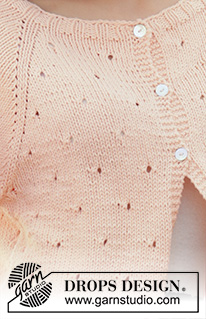 Awakening Spring Jacket / DROPS 202-31 - Knitted jacket with raglan in DROPS Paris. Piece is knitted top down with lace pattern. Size: S - XXXL