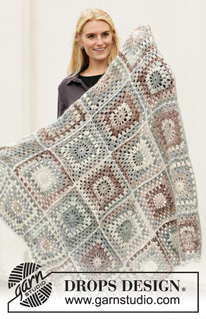 November Nights / DROPS 203-4 - Crocheted blanket with squares in DROPS Big Delight and Drops Kid-Silk.