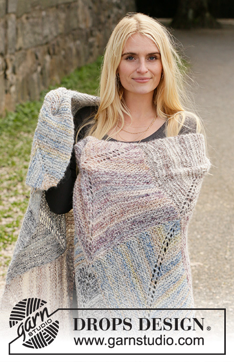 Endless Autumn / DROPS 203-5 - Prjónað teppi með domino ferningum úr DROPS Fabel og DROPS Brushed Alpaca Silk.